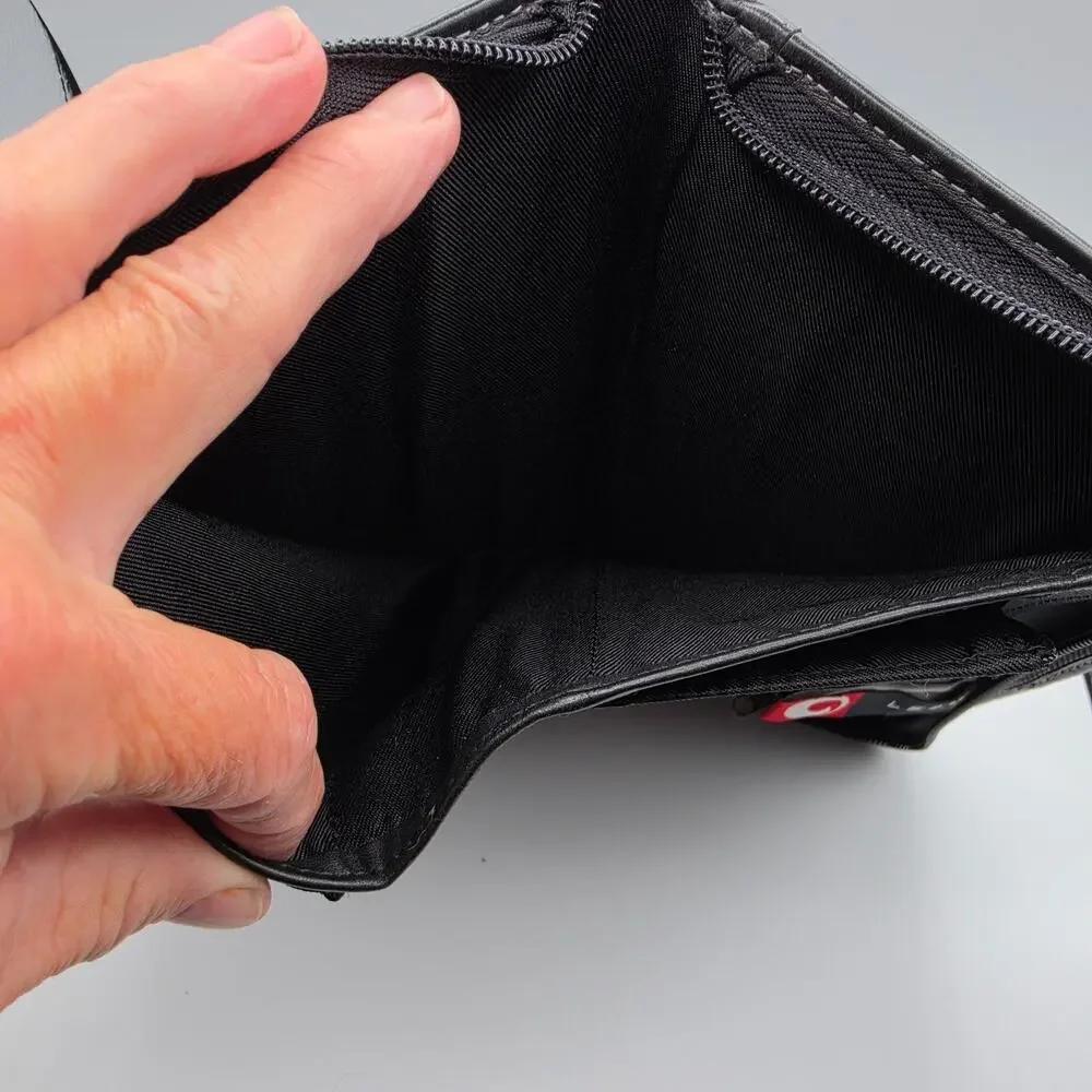 LEEDS Genuine Leather Passport Holder Travel Wallet Organizer Black Zip Around